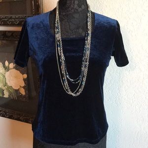 blue stretch crop top velvet